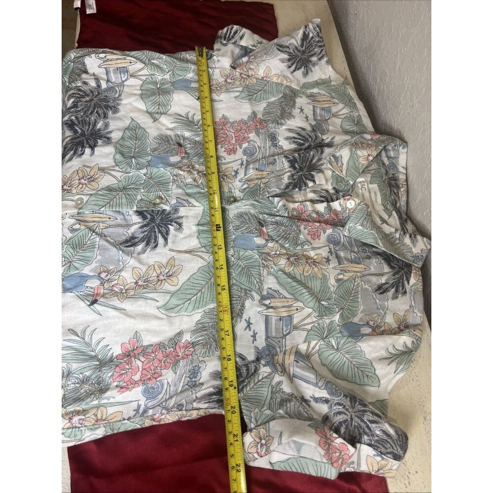 C&C California Tropical Vacation Button Front Linen Shirt Dress Size Large Beach - Picture 4 of 6